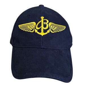 VTG Breitling Swiss Chronographs Embroidered  Adjustable Hat Cap Navy Gold